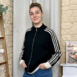 Gilet zippé sportswear femme à rayures - noir - taille-unique