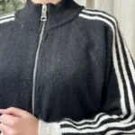 Gilet zippé sportswear femme à rayures - noir - taille-unique