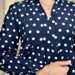 Blouse à pois volantée femme - marine - 38