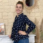 Blouse à pois volantée femme - marine - 38