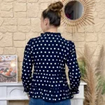 Blouse à pois volantée femme - marine - 38