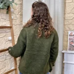Veste/Manteau bouclette femme boutonnée - kaki - 38
