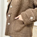 Veste/Manteau bouclette femme boutonnée - marron - 38