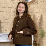 Veste/Manteau bouclette femme boutonnée - marron - 38