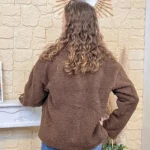 Veste/Manteau bouclette femme boutonnée - marron - 38