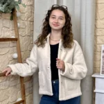 Veste/Manteau bouclette femme boutonnée - ecru - 38
