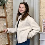 Veste/Manteau bouclette femme boutonnée - ecru - 38