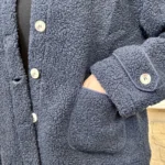 Veste/Manteau bouclette femme boutonnée - marine - 38
