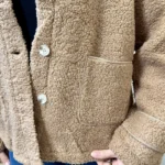 Veste/Manteau bouclette femme boutonnée - camel - 38