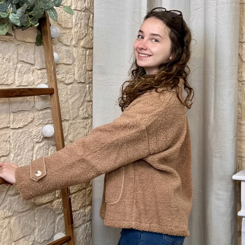 Veste/Manteau bouclette femme boutonnée - camel - 38
