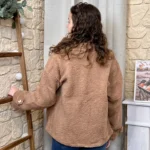 Veste/Manteau bouclette femme boutonnée - camel - 38