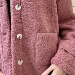 Veste/Manteau bouclette femme boutonnée - vieux-rose - 38