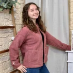 Veste/Manteau bouclette femme boutonnée - vieux-rose - 38
