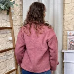 Veste/Manteau bouclette femme boutonnée - vieux-rose - 38