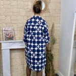 Robe chemise imprimée seventies femme « Tendance » - blanc - taille-unique