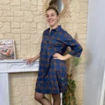 Robe chemise imprimée seventies femme « Tendance » - marron - taille-unique