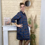 Robe chemise imprimée seventies femme « Tendance » - marron - taille-unique