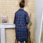 Robe chemise imprimée seventies femme « Tendance » - marron - taille-unique