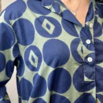 Robe chemise imprimée seventies femme « Tendance » - kaki - taille-unique