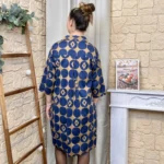 Robe chemise imprimée seventies femme « Tendance » - camel - taille-unique