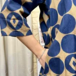 Robe chemise imprimée seventies femme « Tendance » - camel - taille-unique