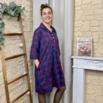 Robe chemise imprimée seventies femme « Tendance » - bordeaux - taille-unique