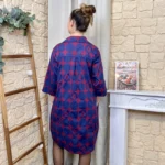 Robe chemise imprimée seventies femme « Tendance » - bordeaux - taille-unique
