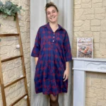 Robe chemise imprimée seventies femme « Tendance » - bordeaux - taille-unique