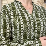 Blouse imprimé végétal femme boutonnée - kaki - 38