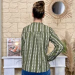 Blouse imprimé végétal femme boutonnée - kaki - 38
