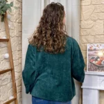 Chemise en velours femme - vert-sapin - taille-unique