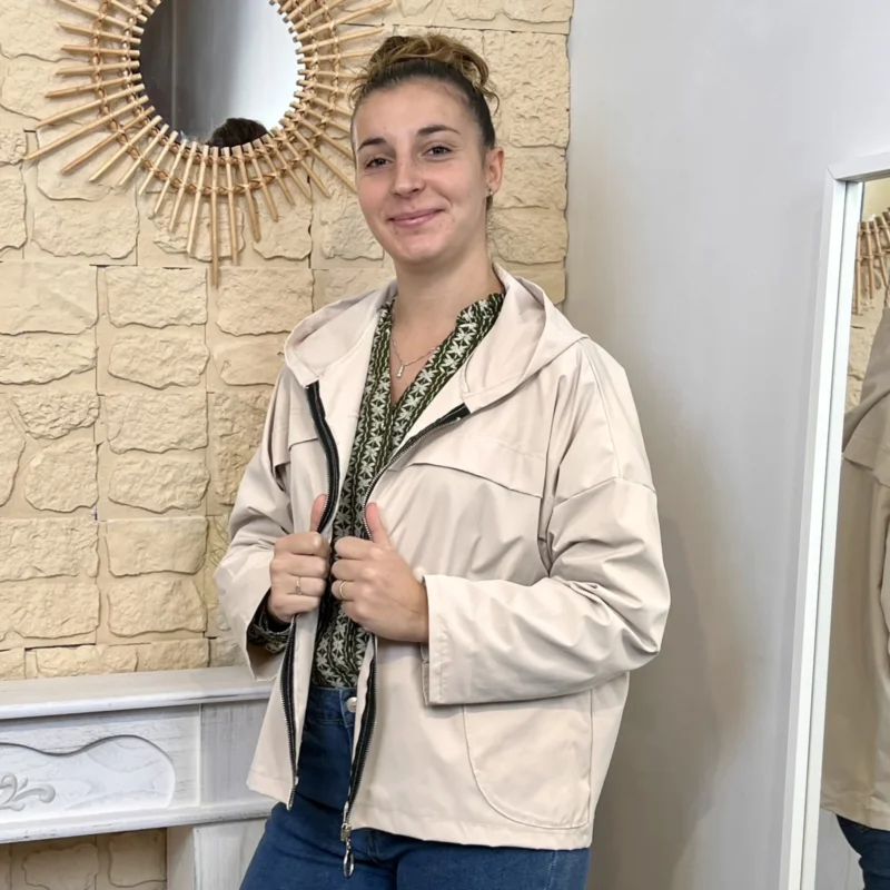 Imper court zippé à capuche femme - beige - taille-unique