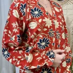 Chemise fleurie col V femme MAËLLE - rouge - 38