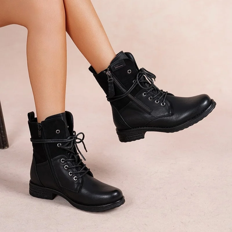 Bottines à lacets et zip femme LADY T36–T41 - noir - 41