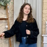 Veste courte velours côtelé femme - noir - taille-unique