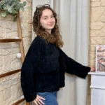 Veste courte velours côtelé femme - noir - taille-unique
