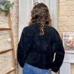 Veste courte velours côtelé femme - noir - taille-unique