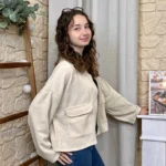 Veste courte velours côtelé femme - beige - taille-unique