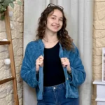 Veste courte velours côtelé femme - bleu-canard - taille-unique