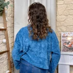Veste courte velours côtelé femme - bleu-canard - taille-unique