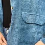 Veste courte velours côtelé femme - bleu-canard - taille-unique