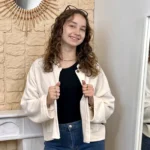 Veste courte velours côtelé femme - ecru - taille-unique