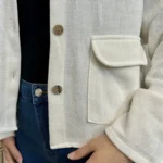 Veste courte velours côtelé femme - ecru - taille-unique
