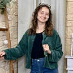 Veste courte velours côtelé femme - vert-sapin - taille-unique