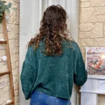 Veste courte velours côtelé femme - vert-sapin - taille-unique