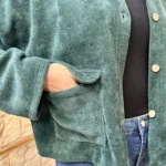 Veste courte velours côtelé femme - vert-sapin - taille-unique