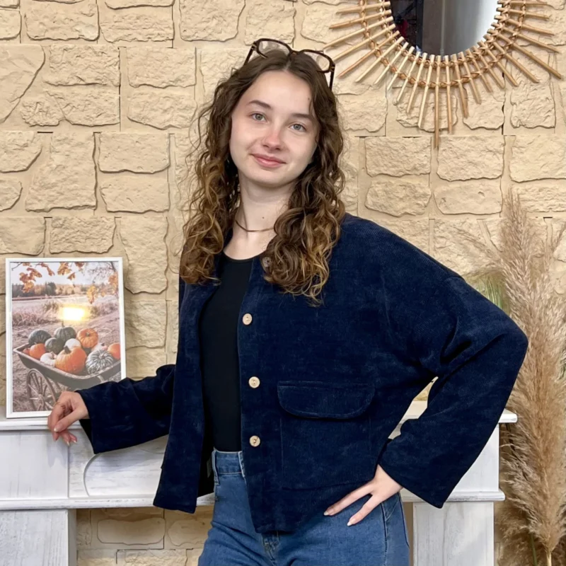 Veste courte velours côtelé femme - marine - taille-unique