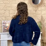 Veste courte velours côtelé femme - marine - taille-unique