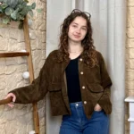 Veste courte velours côtelé femme - marron - taille-unique