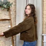 Veste courte velours côtelé femme - marron - taille-unique